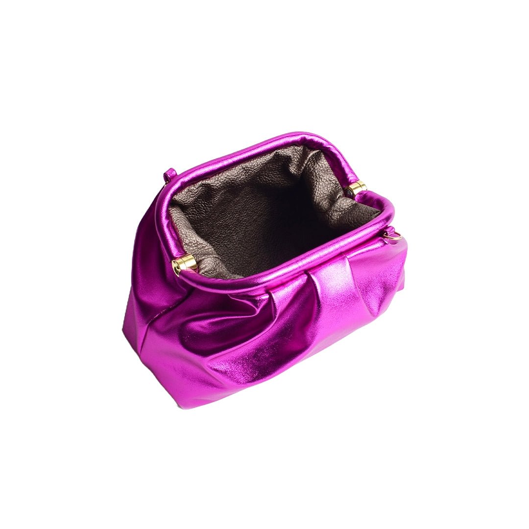 Greville Metallic Clutch Bags - Magenta - SJW BAGS LONDON