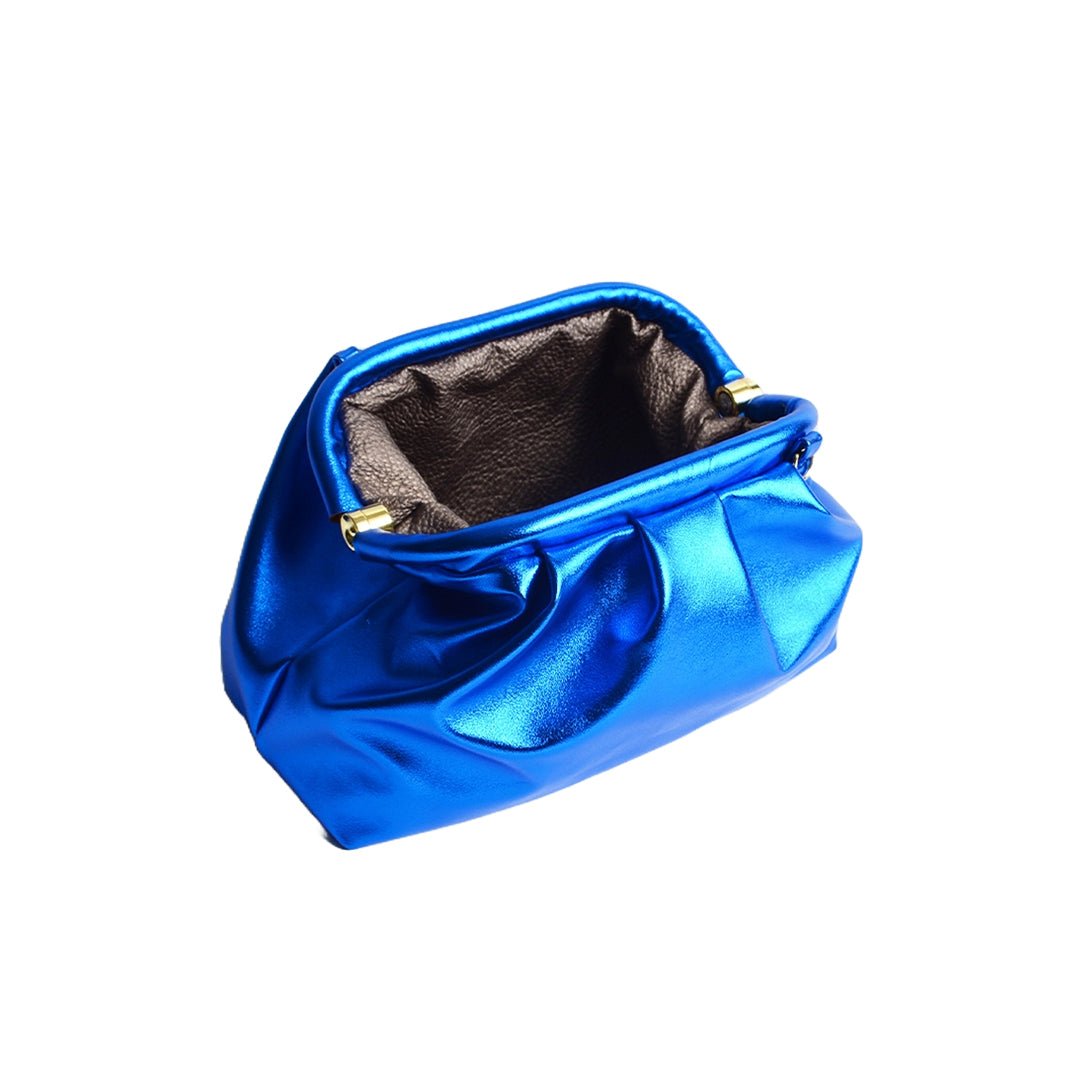 Greville Metallic Clutch Bags - Midnight Blue - SJW BAGS LONDON