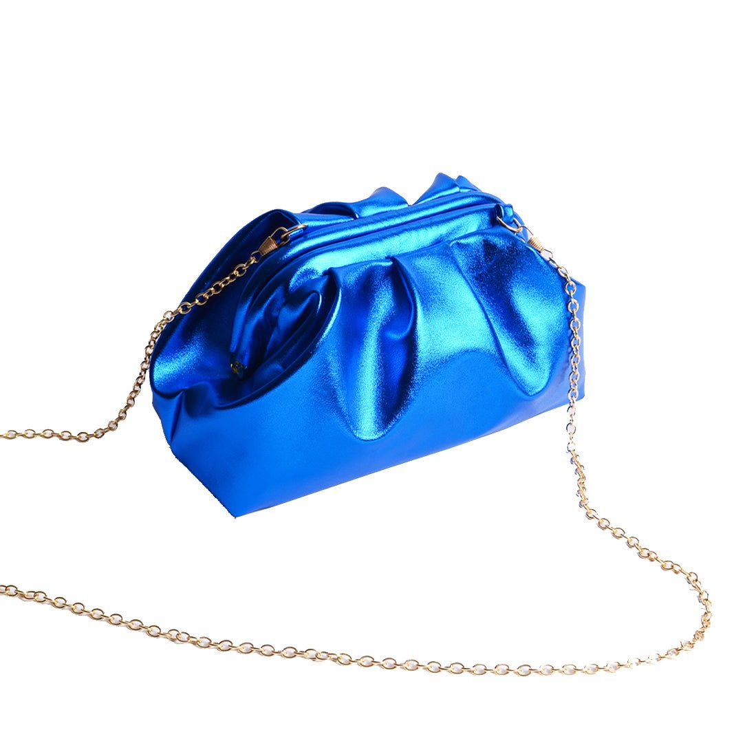 Greville Metallic Clutch Bags - Midnight Blue - SJW BAGS LONDON