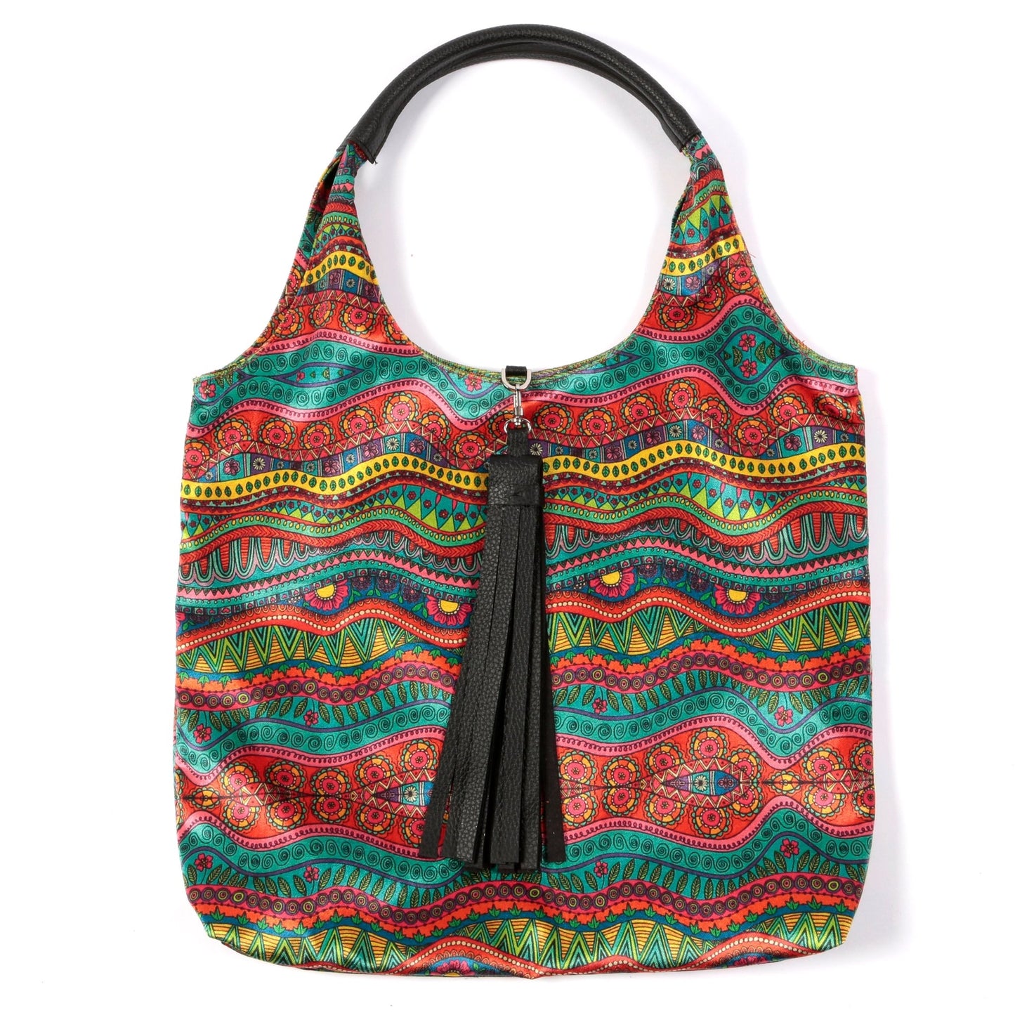 Hall Velvet Tote Bag - Colouring Book Print With Black Trims - SJW BAGS LONDON