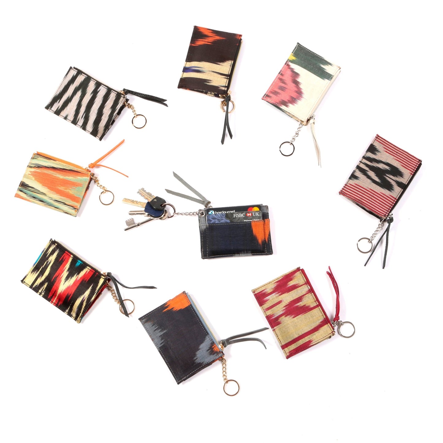 Ikat Mini Wallet Card Holder with keychain - SJW BAGS LONDON