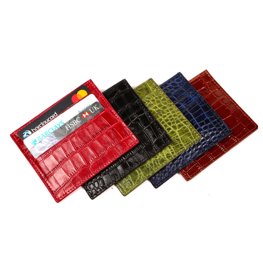 Laurent Croco Embossed Leather Cardholders Mini Wallets - SJW BAGS LONDON