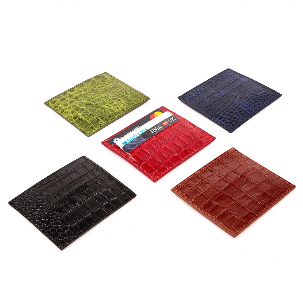 Laurent Croco Embossed Leather Cardholders Mini Wallets - SJW BAGS LONDON