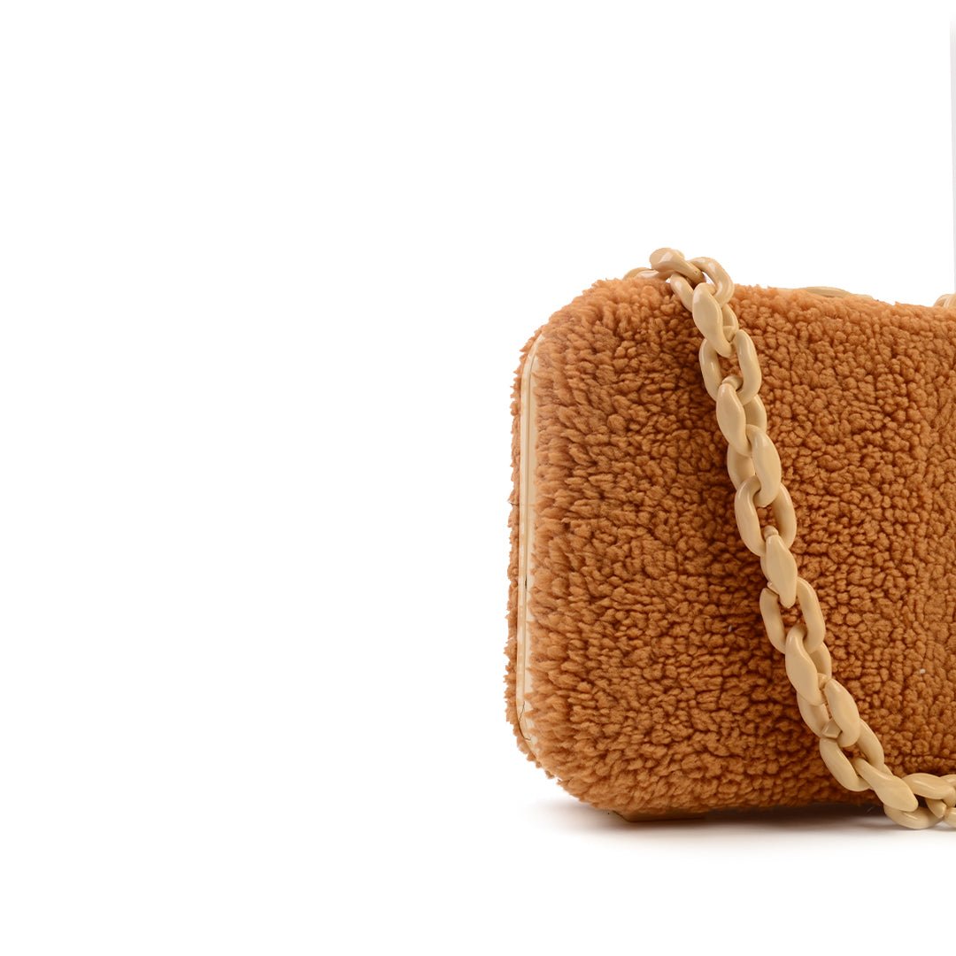 Lilibet Box Clutch - Honey Plush Teddy - SJW BAGS LONDON