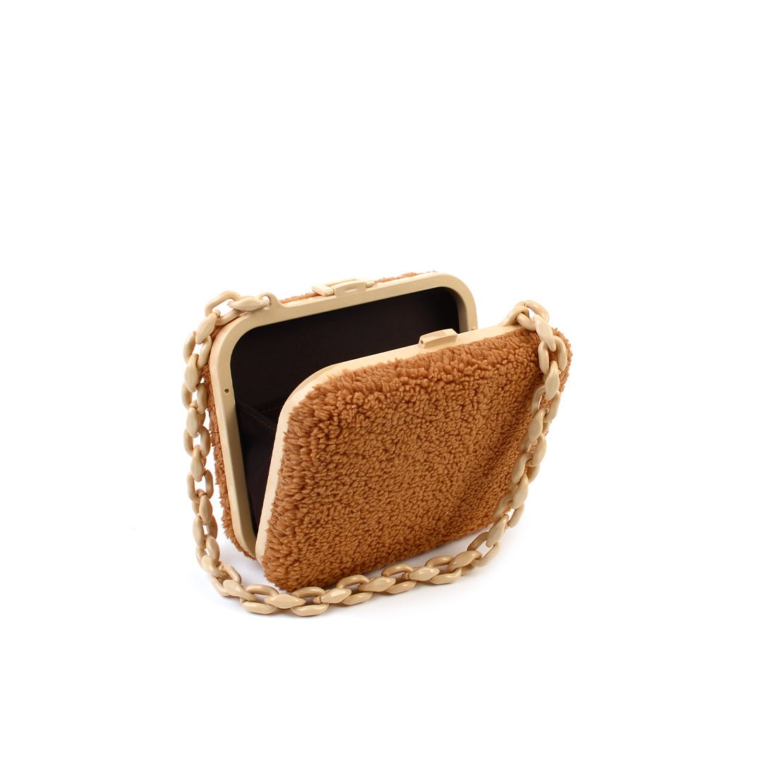 Lilibet Box Clutch - Honey Plush Teddy - SJW BAGS LONDON