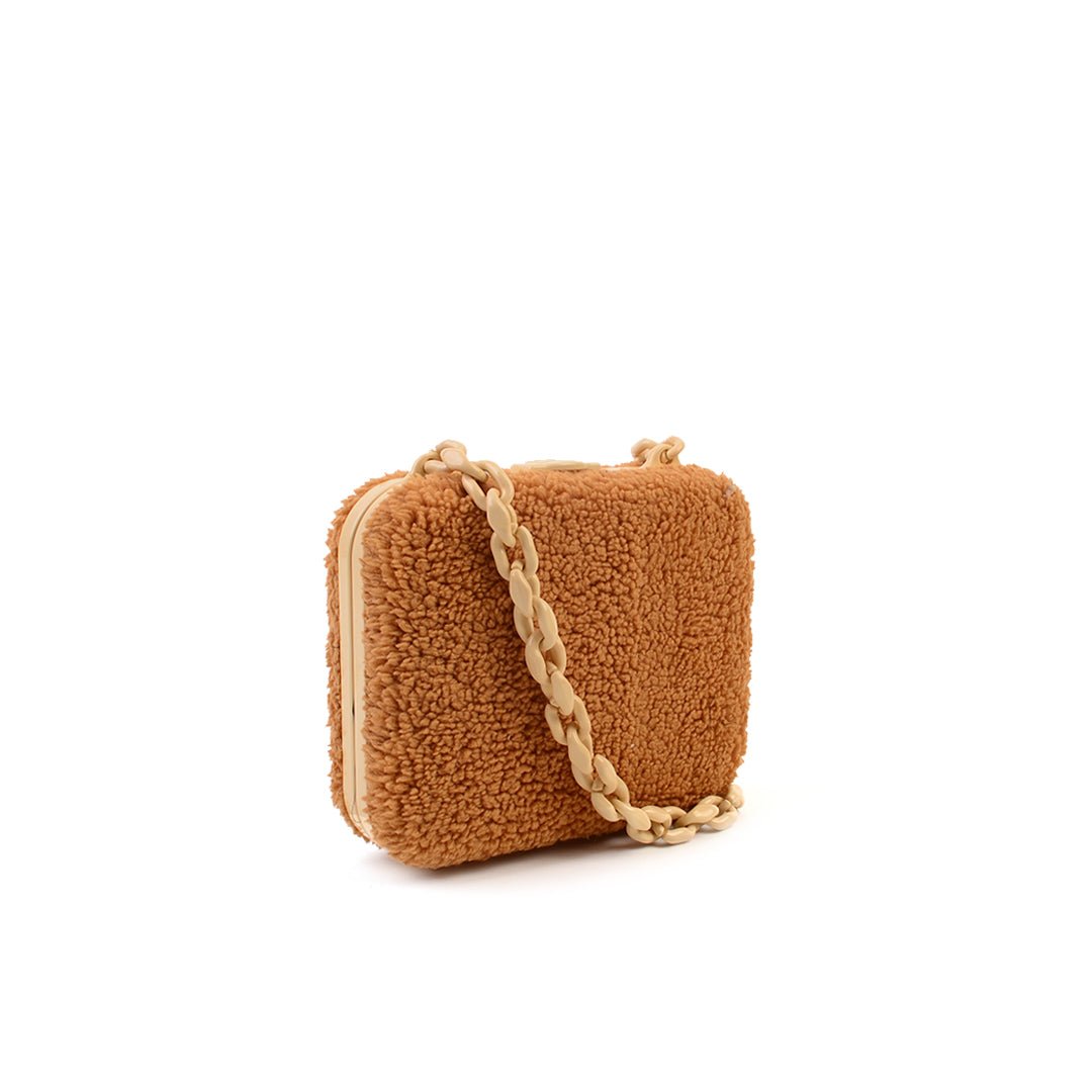 Lilibet Box Clutch - Honey Plush Teddy - SJW BAGS LONDON