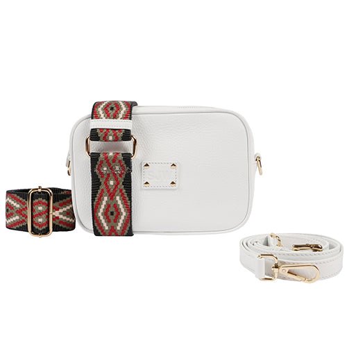 Little Venice Leather Bag with two interchangeable straps - White - SJW BAGS LONDON