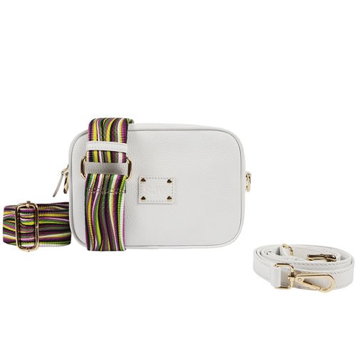 Little Venice Leather Bag with two interchangeable straps - White - SJW BAGS LONDON