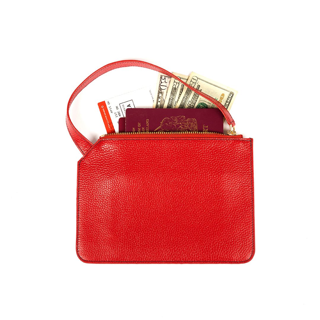 Marissa Leather Clutch/ Wrislet- Red - SJW BAGS LONDON