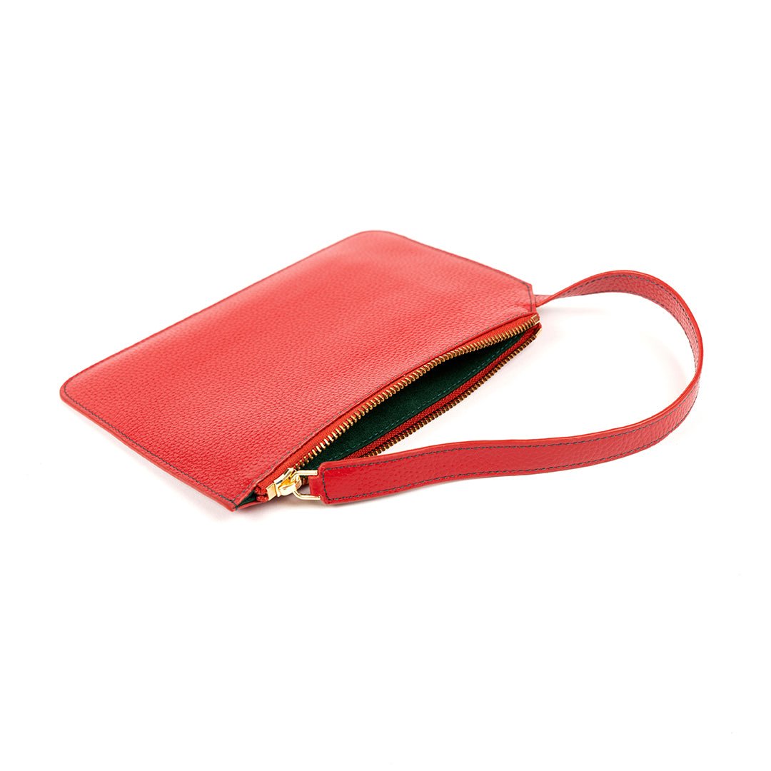 Marissa Leather Clutch/ Wrislet- Red - SJW BAGS LONDON