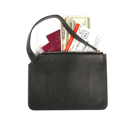 Marissa Leather Clutch/Wristlet- Black - SJW BAGS LONDON