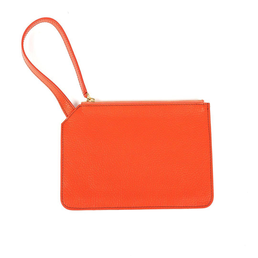 Marissa Leather Clutch/Wristlet- Burnt Orange - SJW BAGS LONDON
