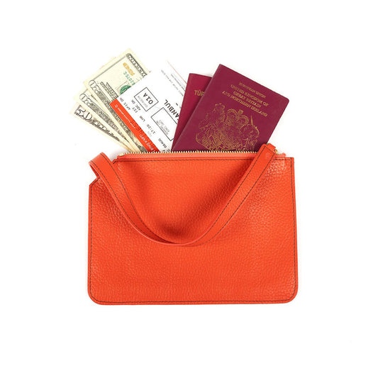 Marissa Leather Clutch/Wristlet- Burnt Orange - SJW BAGS LONDON