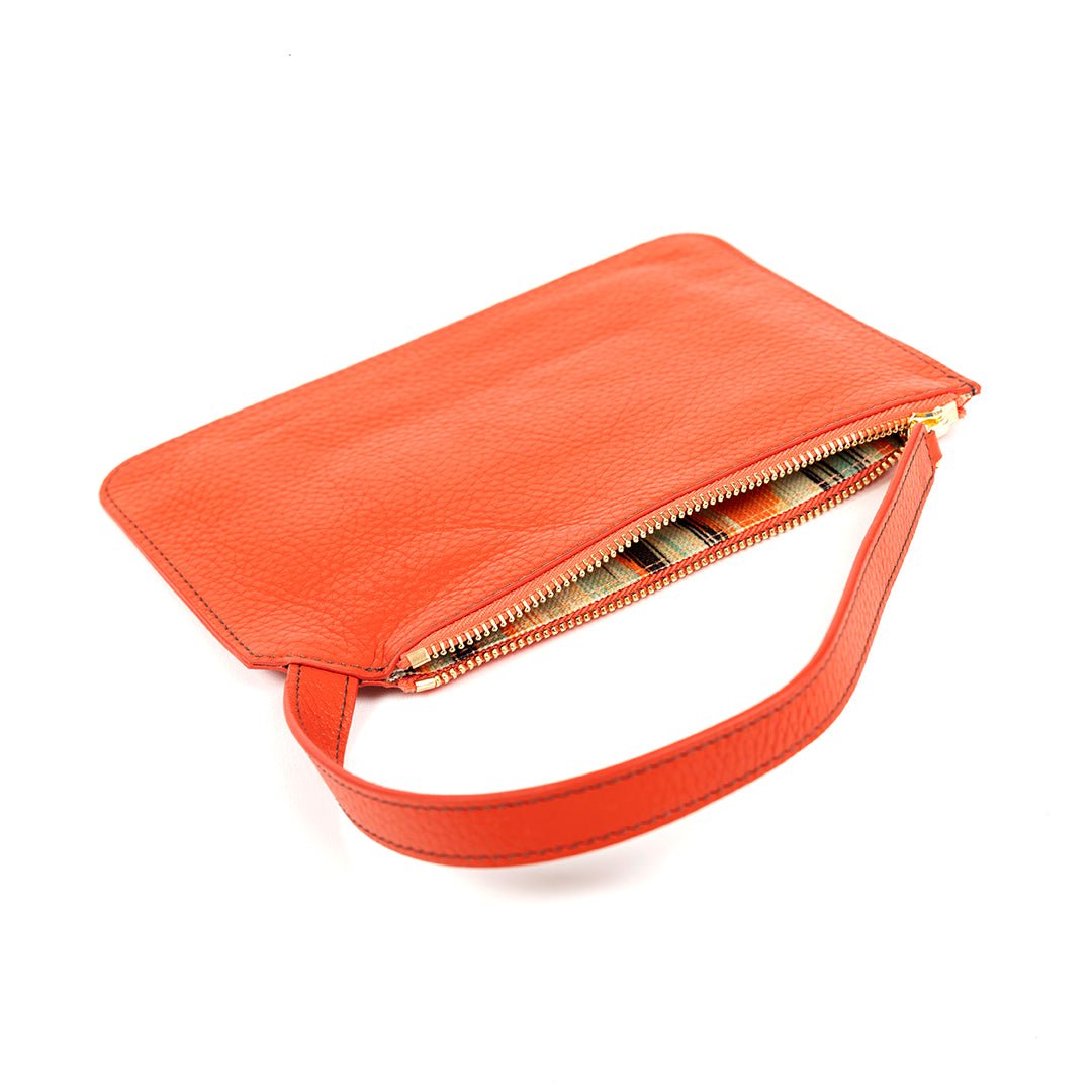 Marissa Leather Clutch/Wristlet- Burnt Orange - SJW BAGS LONDON