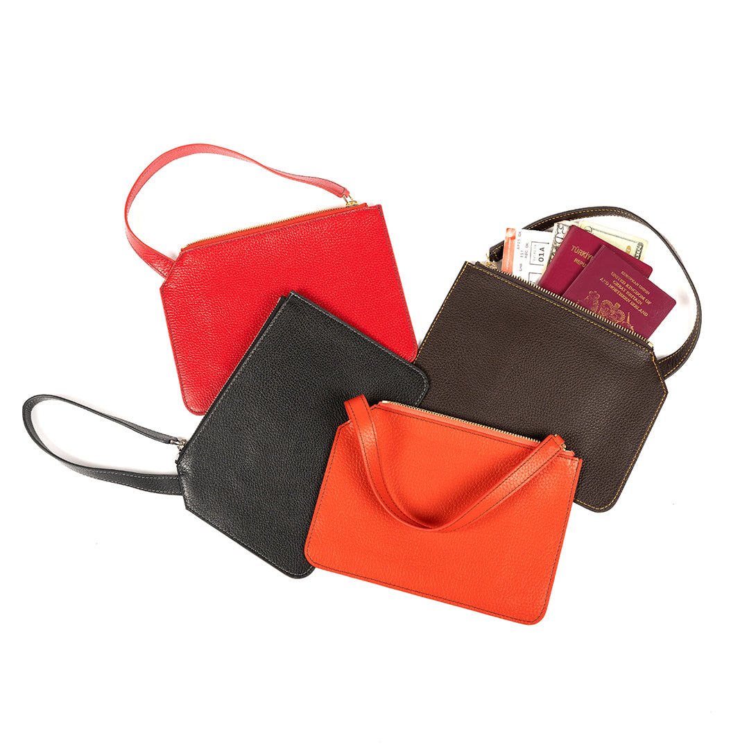 Marissa Leather Clutch/Wristlet- Dark Chocolate - SJW BAGS LONDON