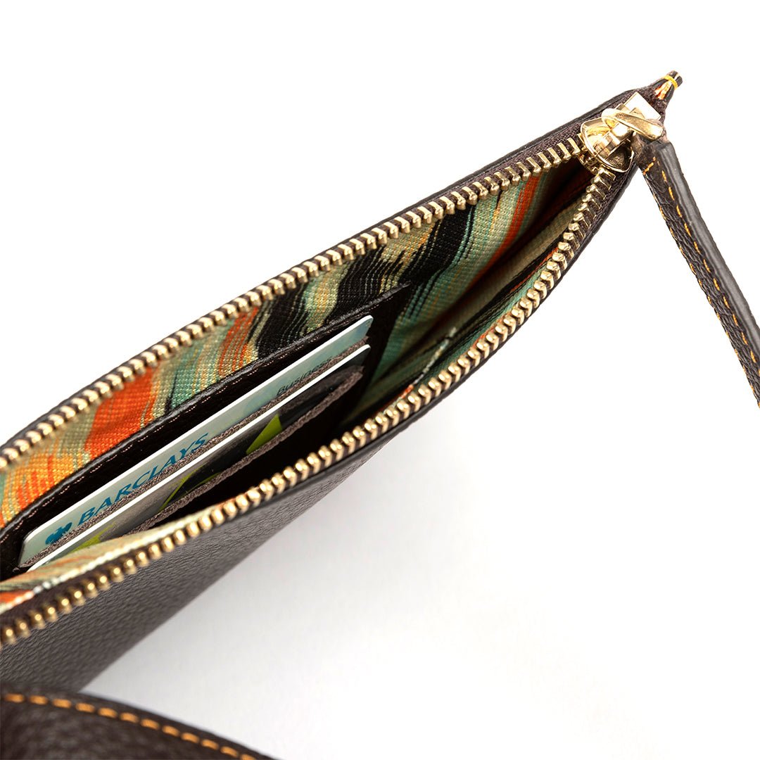 Marissa Leather Clutch/Wristlet- Dark Chocolate - SJW BAGS LONDON