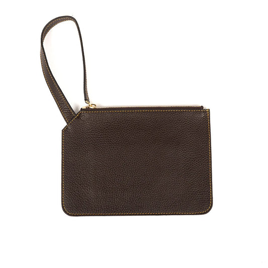 Marissa Leather Clutch/Wristlet- Dark Chocolate - SJW BAGS LONDON