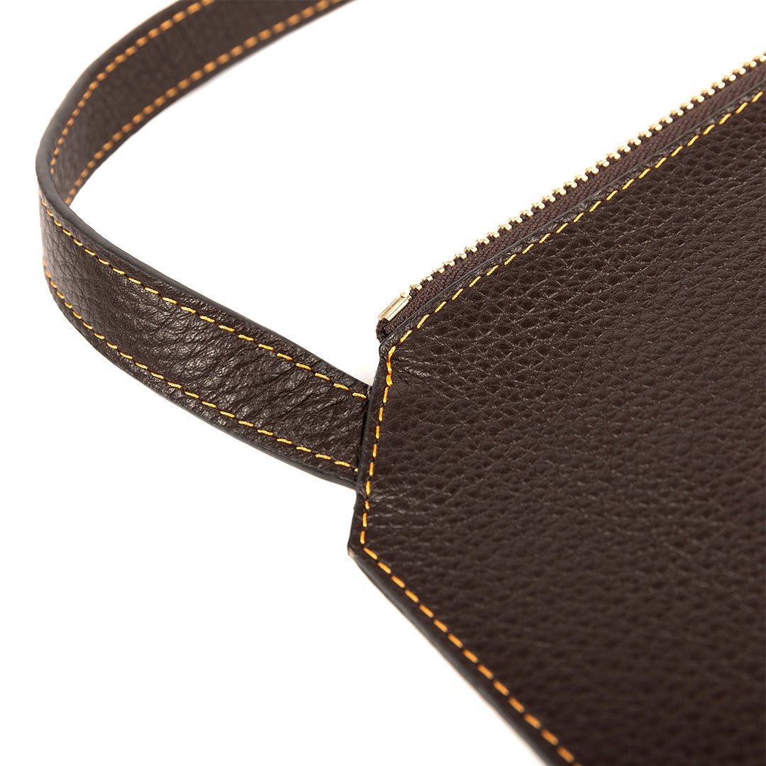 Marissa Leather Clutch/Wristlet- Dark Chocolate - SJW BAGS LONDON