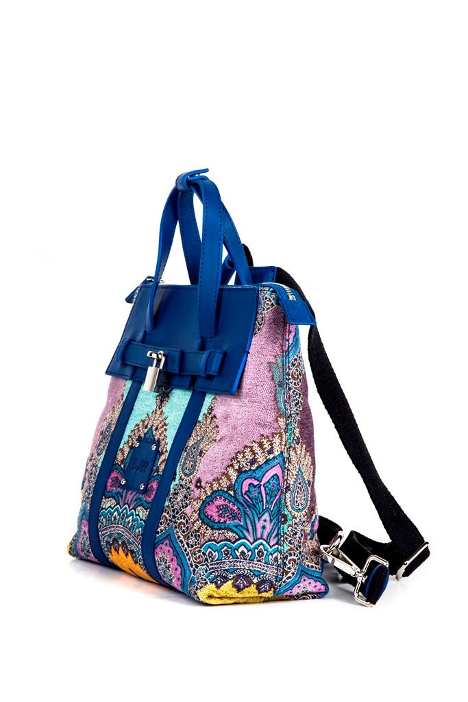 MARLOWES VELVET BAG-BLUE - SJW BAGS LONDON