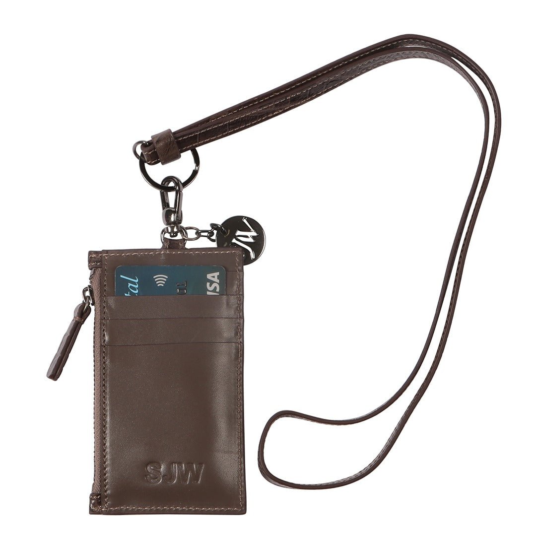 Nicky Leather Neck Wallet In Dark Chocolate - SJW BAGS LONDON