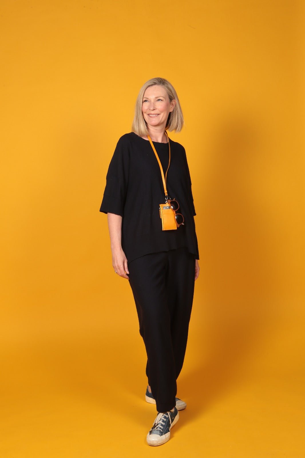 Nicky Leather Neck Wallet In Dark Yellow - SJW BAGS LONDON