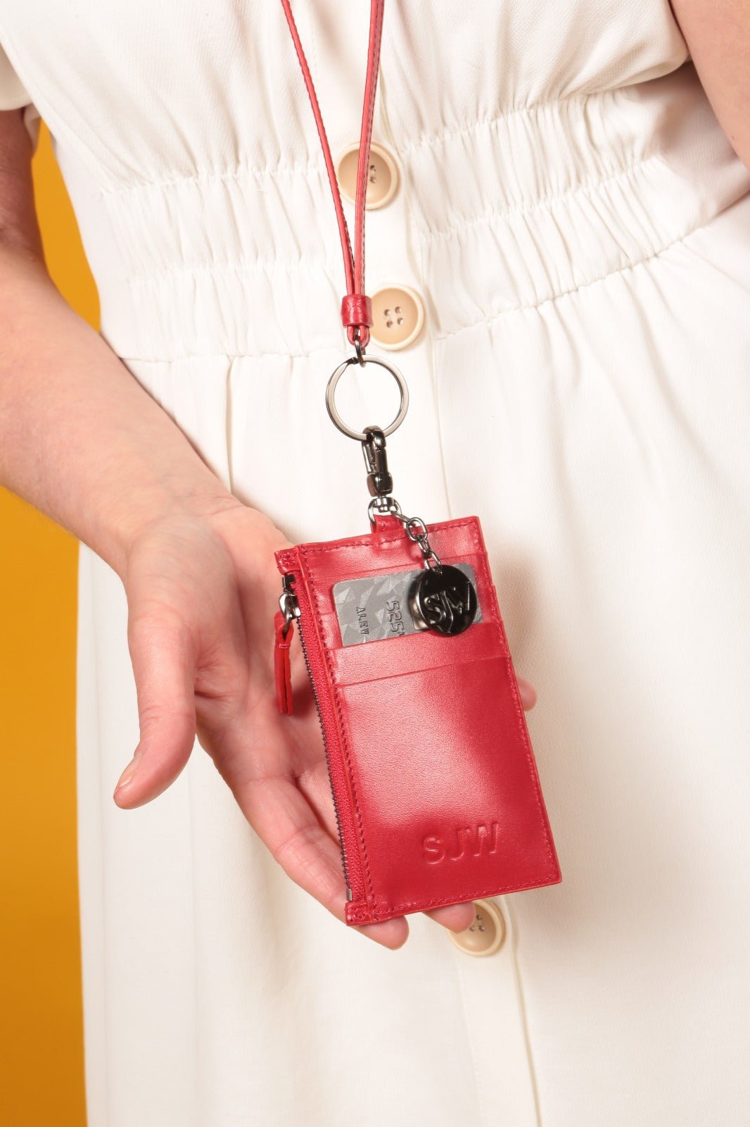 Nicky Leather Neck Wallet In Red - SJW BAGS LONDON