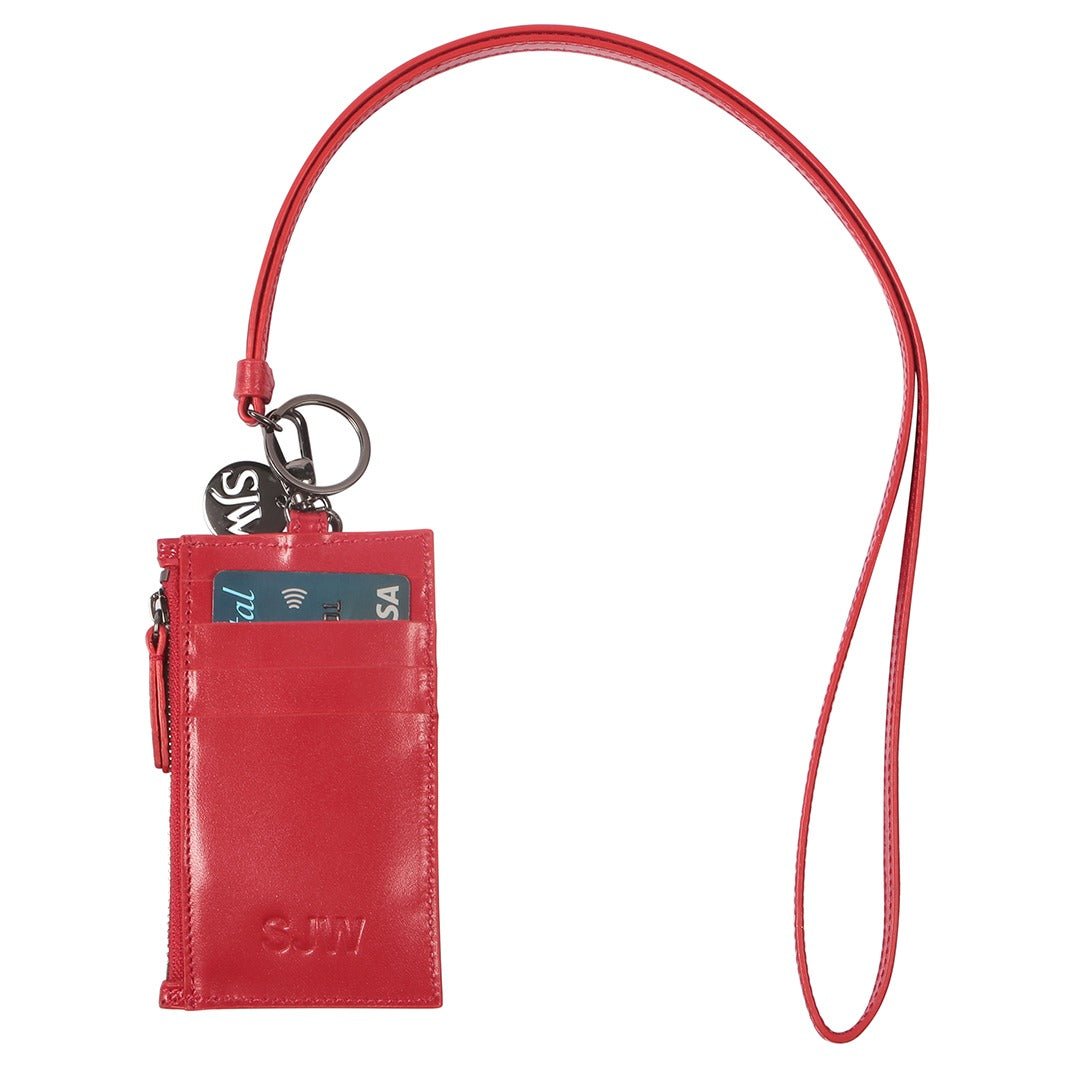 Nicky Leather Neck Wallet In Red - SJW BAGS LONDON