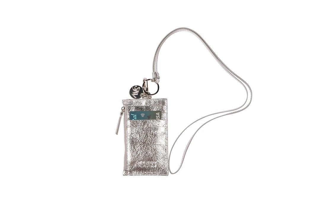 Nicky Leather Neck Wallet In Silver - SJW BAGS LONDON