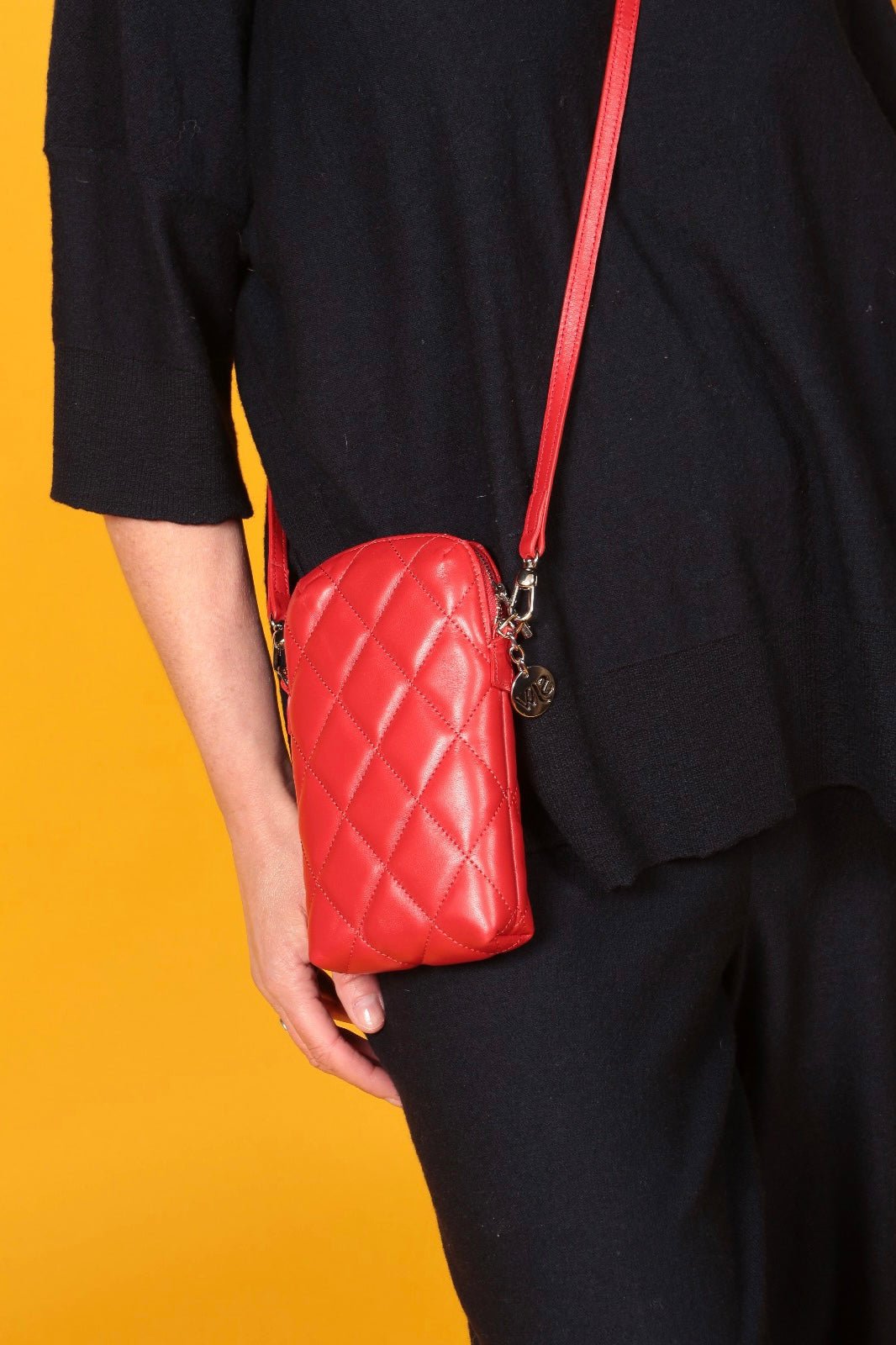 Orée Quilted Leather Small Crossbody Bag in Scarlet - SJW BAGS LONDON