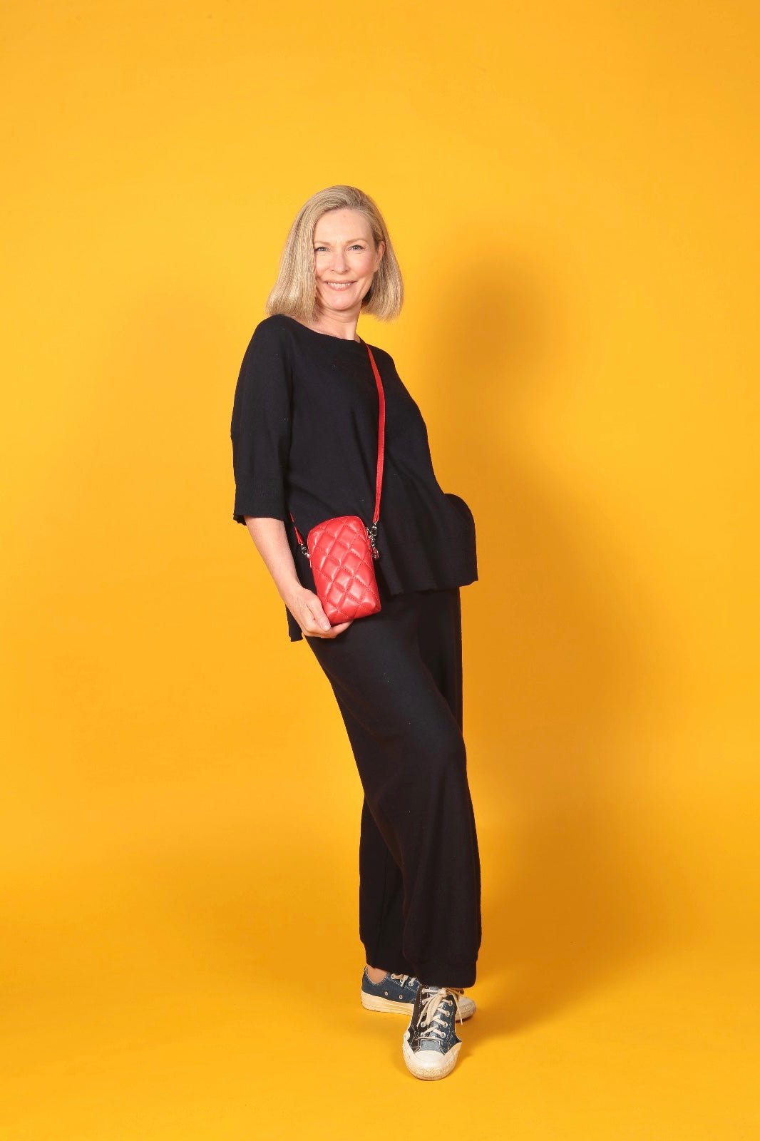 Orée Quilted Leather Small Crossbody Bag in Scarlet - SJW BAGS LONDON