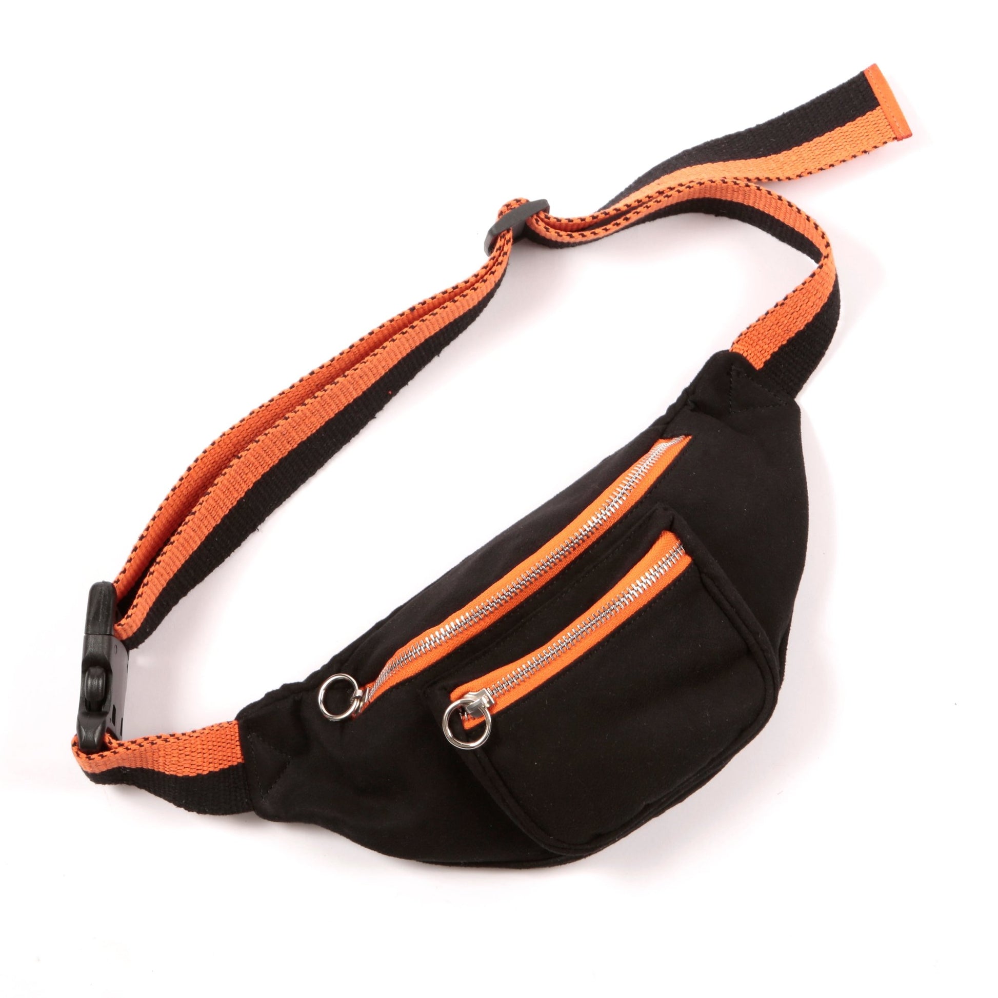 PAULA BELT BAG- BLACK&ORANGE - SJW BAGS LONDON