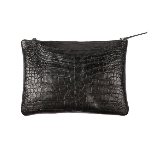 Rainbow Croco Embossed Leather Clutch Bag with detachable shoulder straps - Black - SJW BAGS LONDON