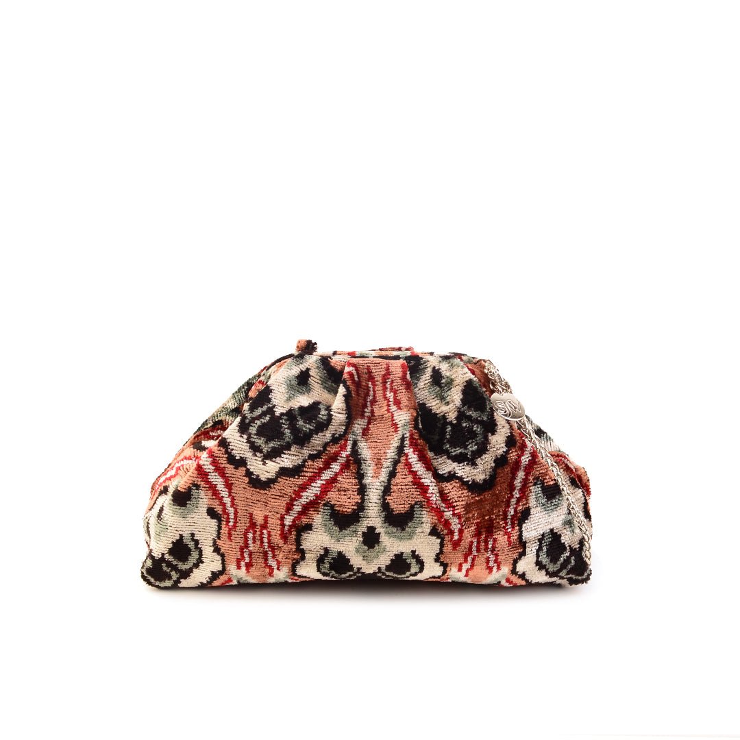 Victoria Ikat Mini Pouch Bag - Blush Pink/ Black/ Grey/ Ecru/ Vintage Red - SJW BAGS LONDON