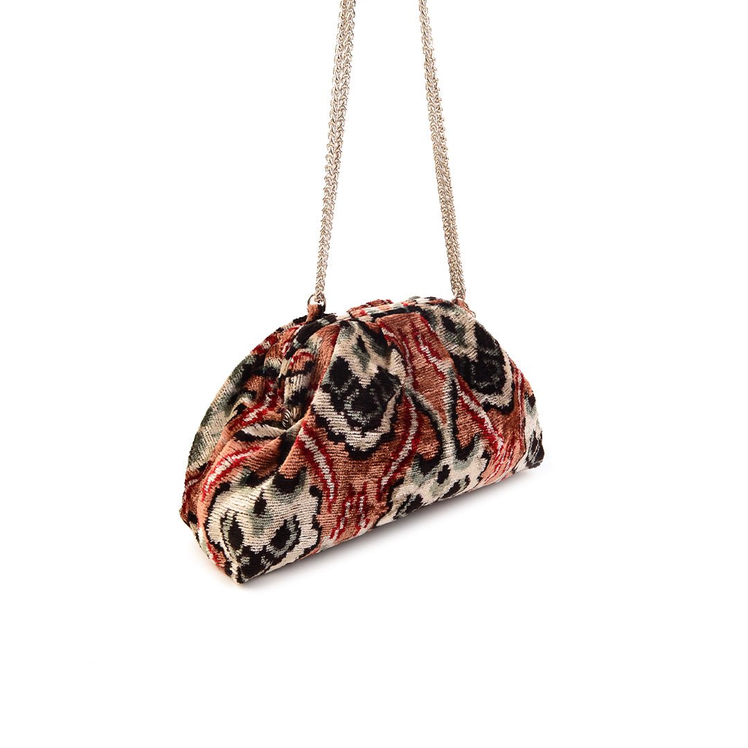 Victoria Ikat Mini Pouch Bag - Blush Pink/ Black/ Grey/ Ecru/ Vintage Red - SJW BAGS LONDON