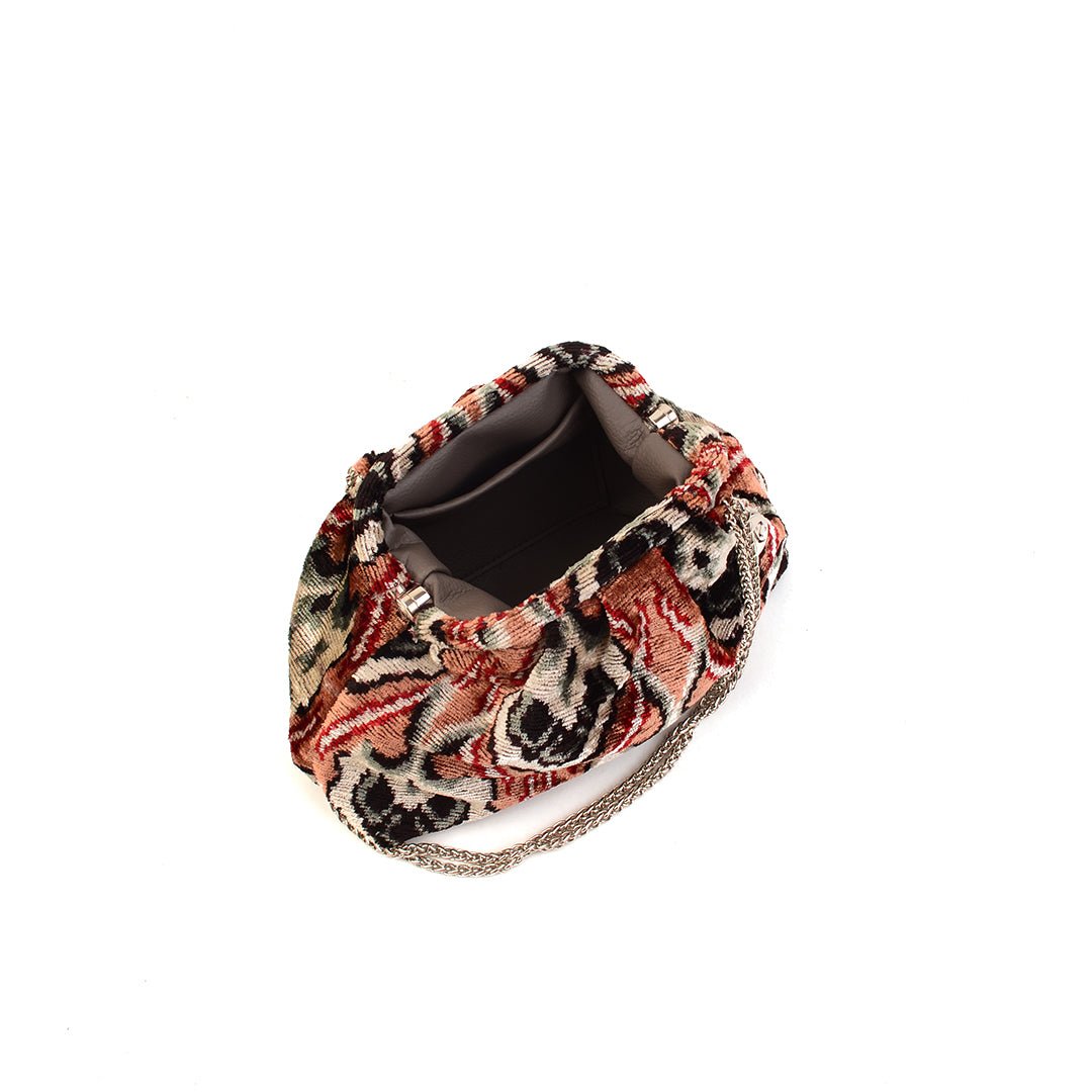 Victoria Ikat Mini Pouch Bag - Blush Pink/ Black/ Grey/ Ecru/ Vintage Red - SJW BAGS LONDON