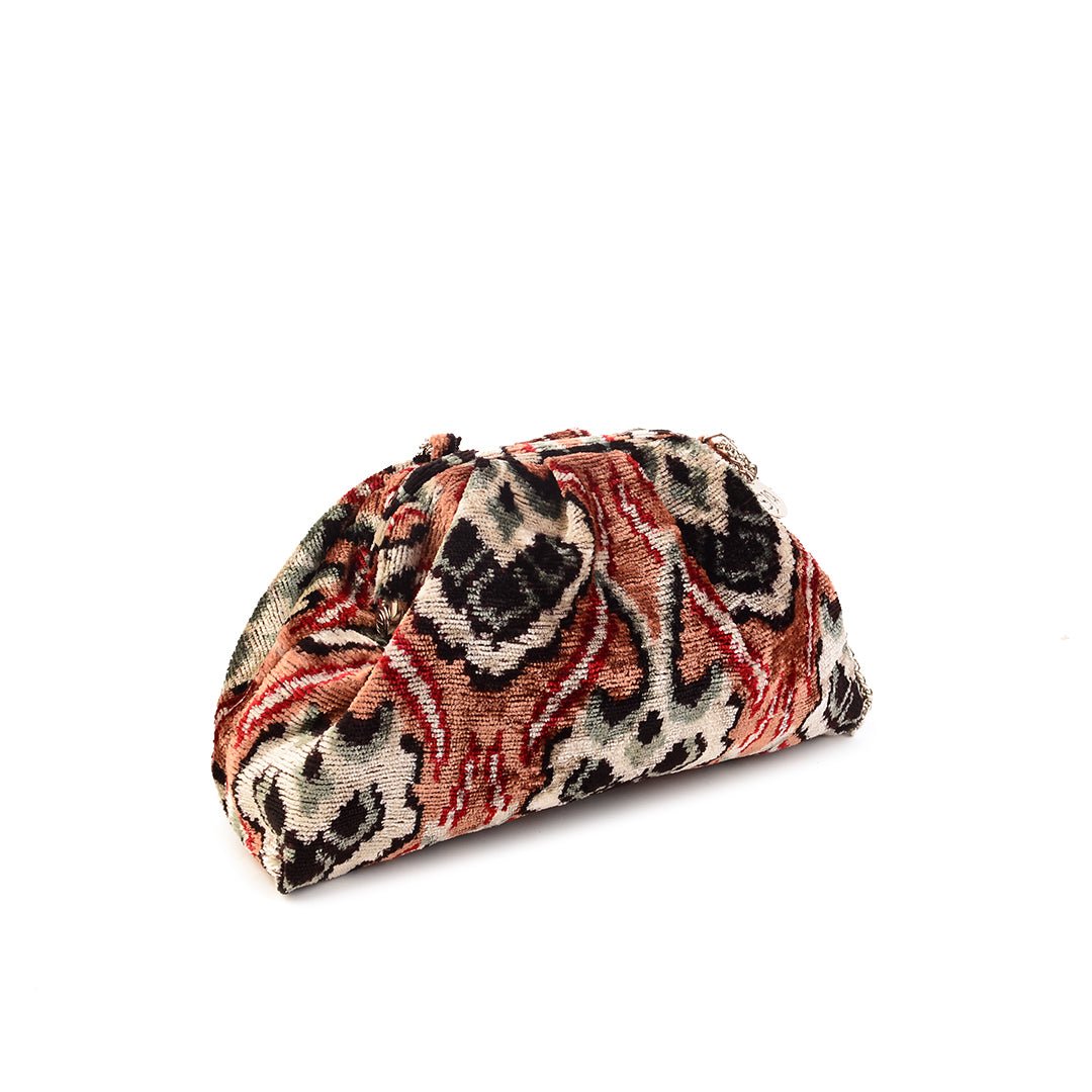 Victoria Ikat Mini Pouch Bag - Blush Pink/ Black/ Grey/ Ecru/ Vintage Red - SJW BAGS LONDON