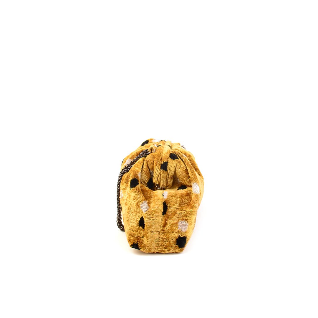 Victoria Ikat Mini Pouch Bag - Mustard/ Ecru/ Black - SJW BAGS LONDON