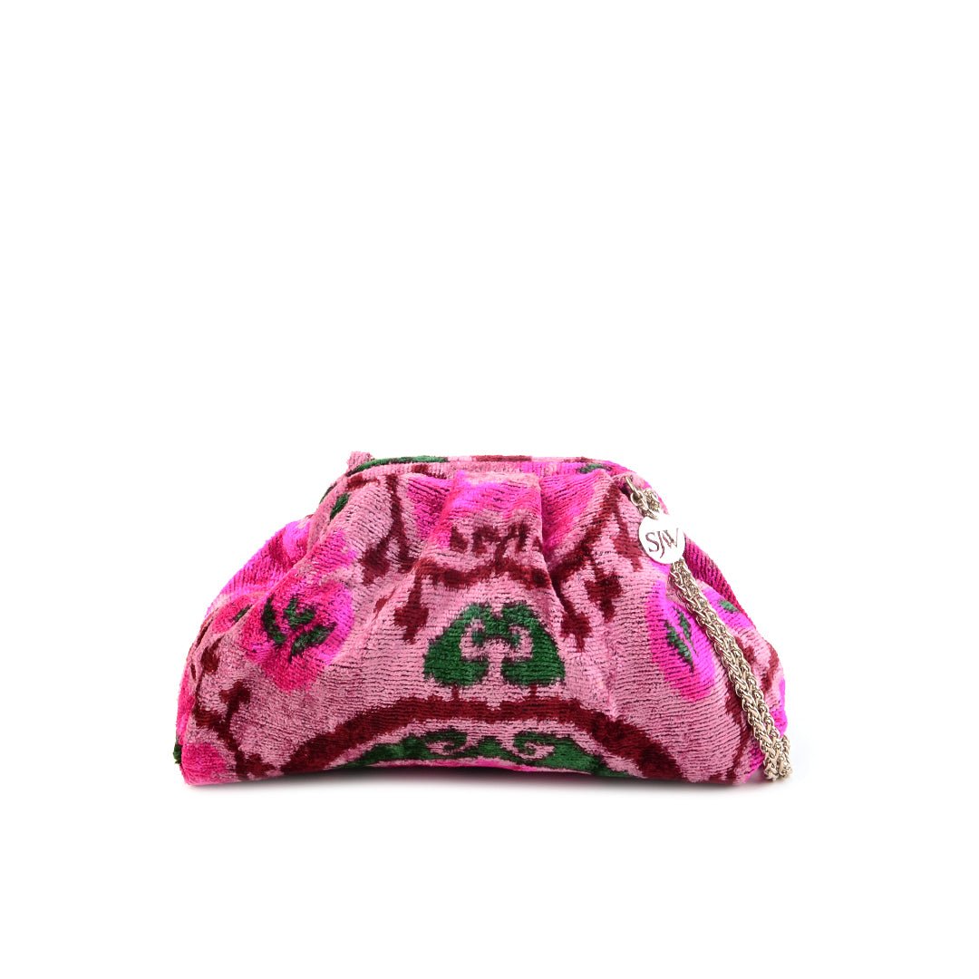 Victoria Ikat Mini Pouch Bag - Pink/ Shocking Pink/ Wine/ Emerald - SJW BAGS LONDON
