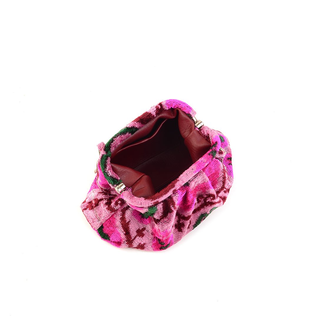 Victoria Ikat Mini Pouch Bag - Pink/ Shocking Pink/ Wine/ Emerald - SJW BAGS LONDON