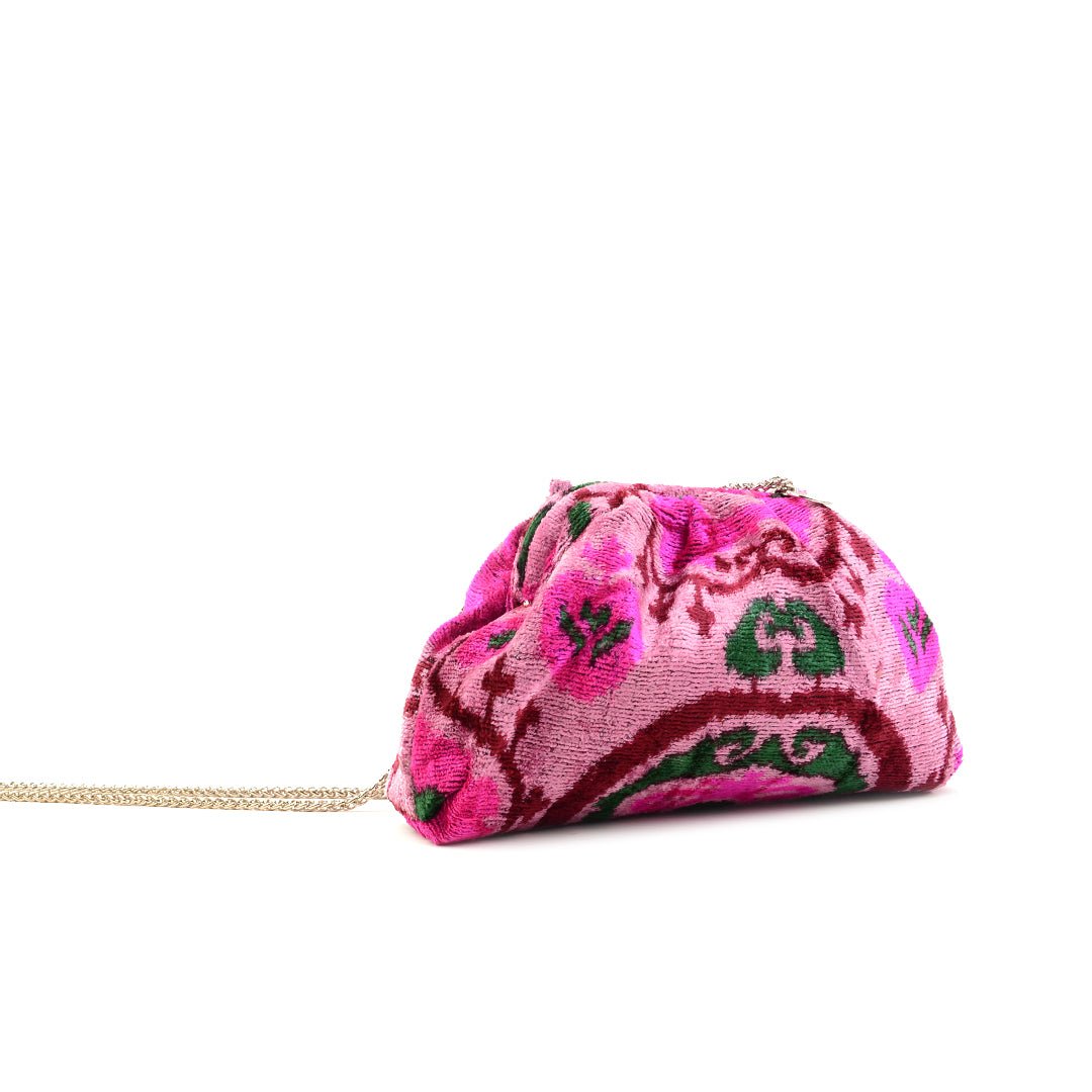 Victoria Ikat Mini Pouch Bag - Pink/ Shocking Pink/ Wine/ Emerald - SJW BAGS LONDON