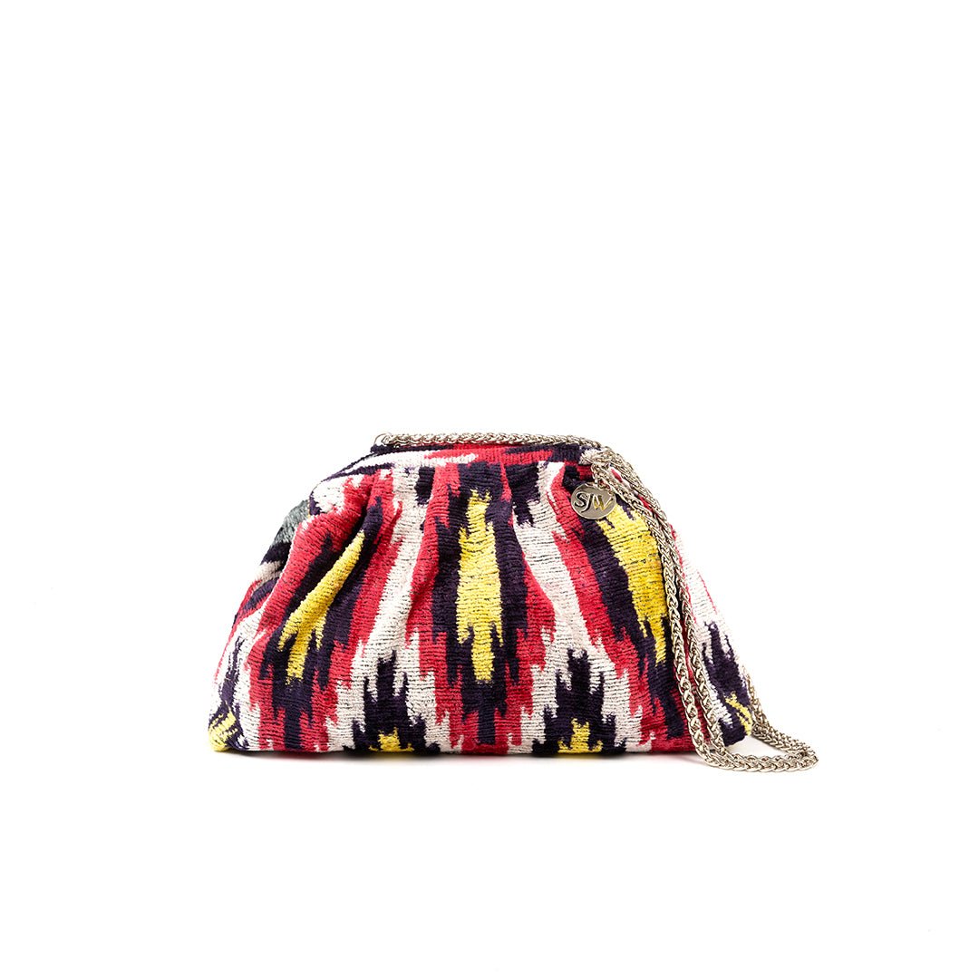 Victoria Ikat Pouch Bag-Cream/ Taupe/ Black - SJW BAGS LONDON