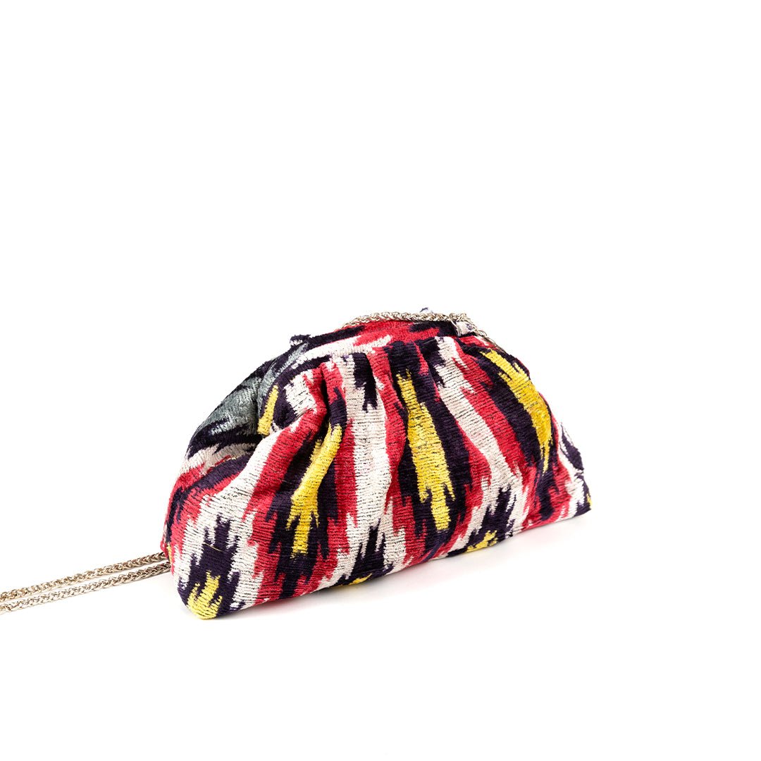 Victoria Ikat Pouch Bag-Cream/ Taupe/ Black - SJW BAGS LONDON