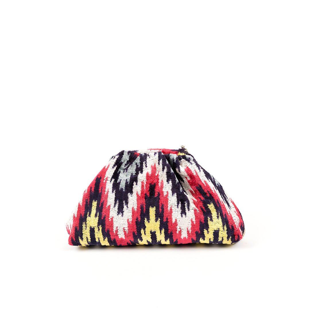 Victoria Ikat Pouch Bag-Cream/ Taupe/ Black - SJW BAGS LONDON