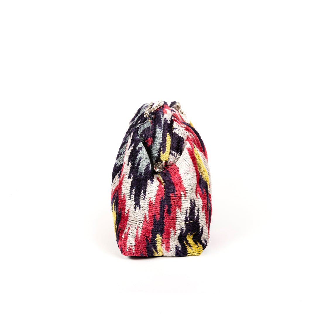 Victoria Ikat Pouch Bag-Cream/ Taupe/ Black - SJW BAGS LONDON