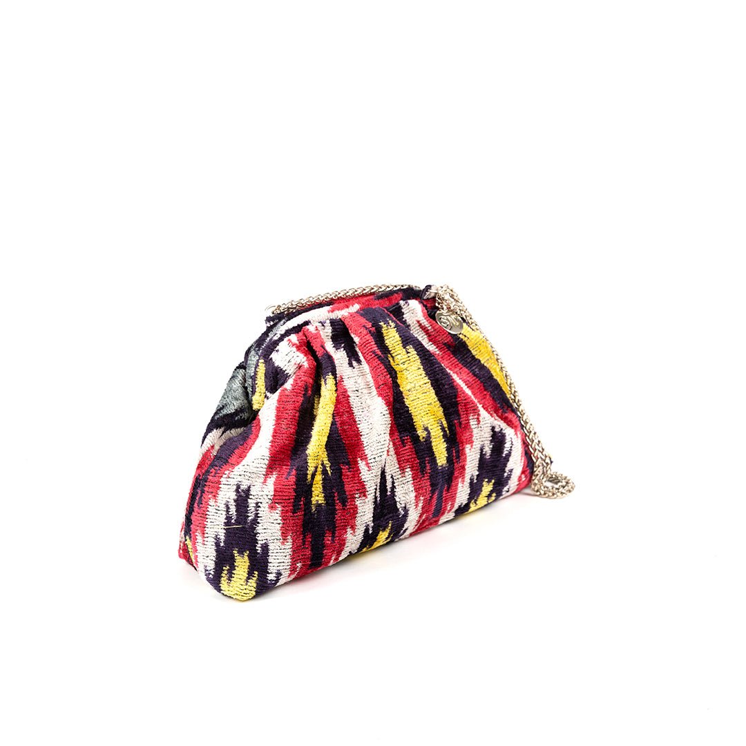 Victoria Ikat Pouch Bag-Cream/ Taupe/ Black - SJW BAGS LONDON