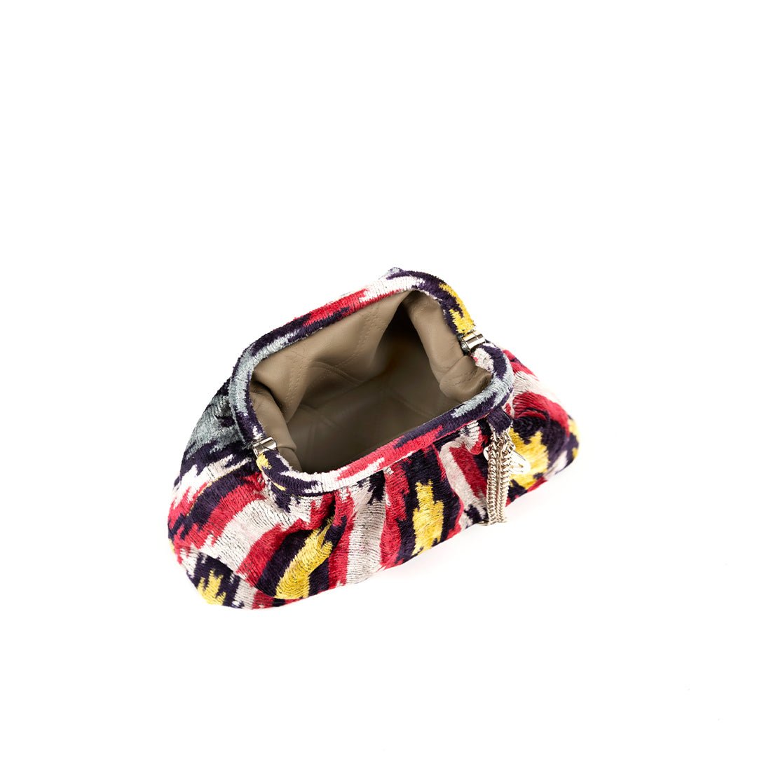 Victoria Ikat Pouch Bag-Cream/ Taupe/ Black - SJW BAGS LONDON