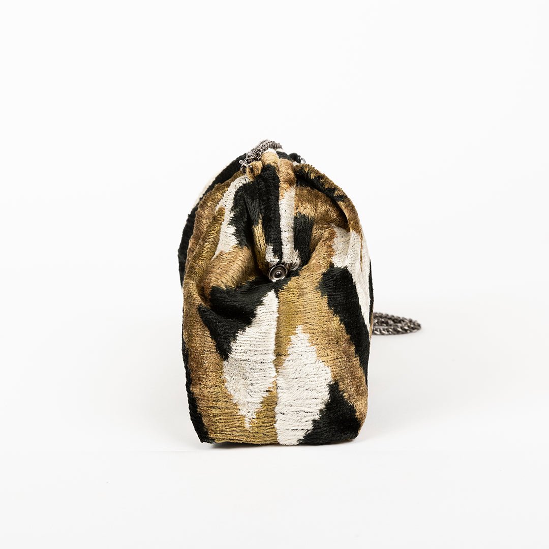 Victoria Ikat Pouch Bag-Grey/ Black/Cream/ Red/ Yellow - SJW BAGS LONDON