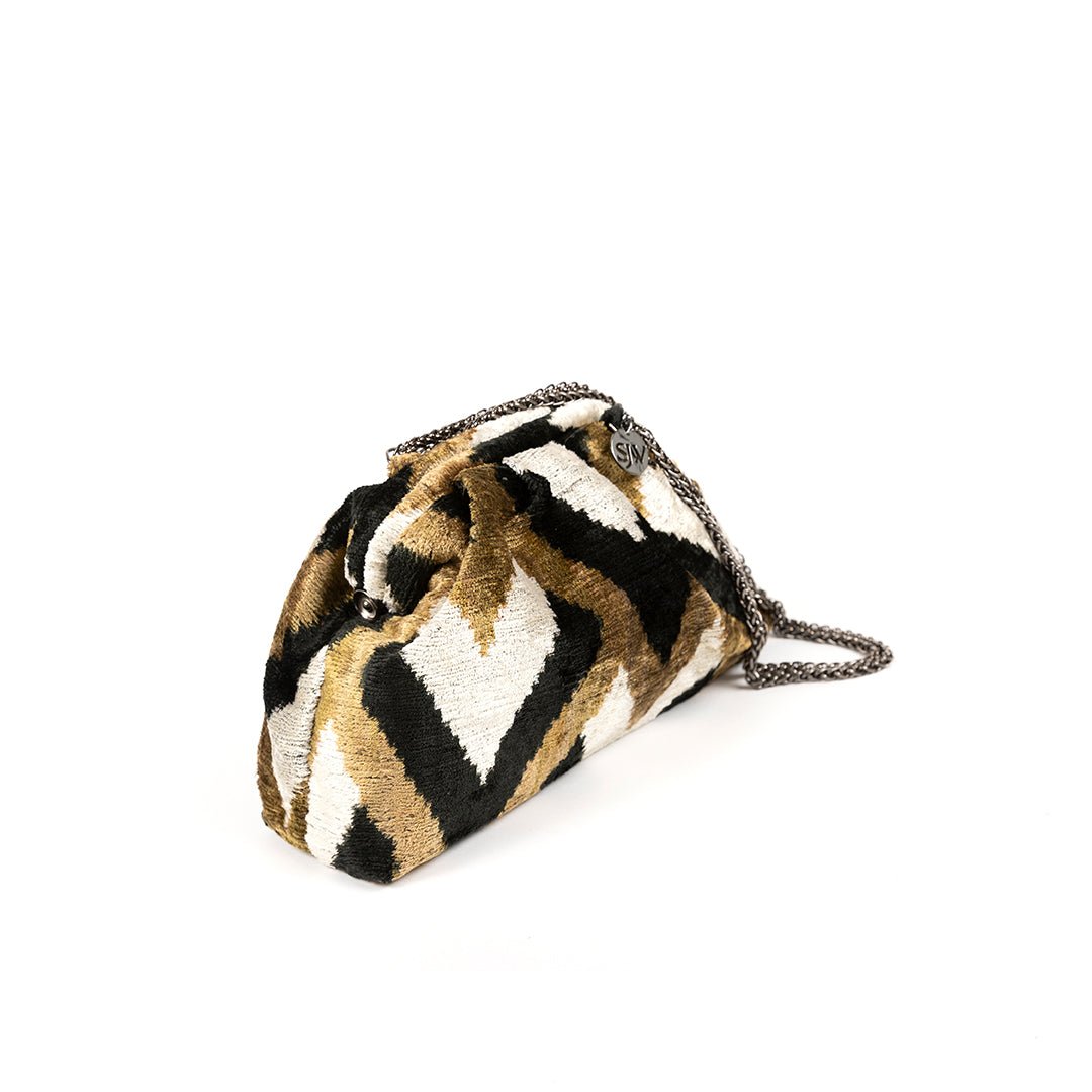 Victoria Ikat Pouch Bag-Grey/ Black/Cream/ Red/ Yellow - SJW BAGS LONDON