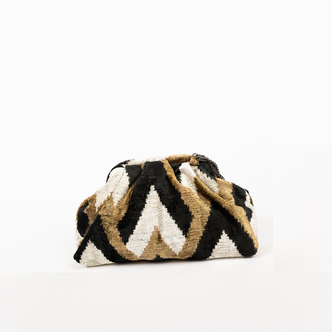 Victoria Ikat Pouch Bag-Grey/ Black/Cream/ Red/ Yellow - SJW BAGS LONDON