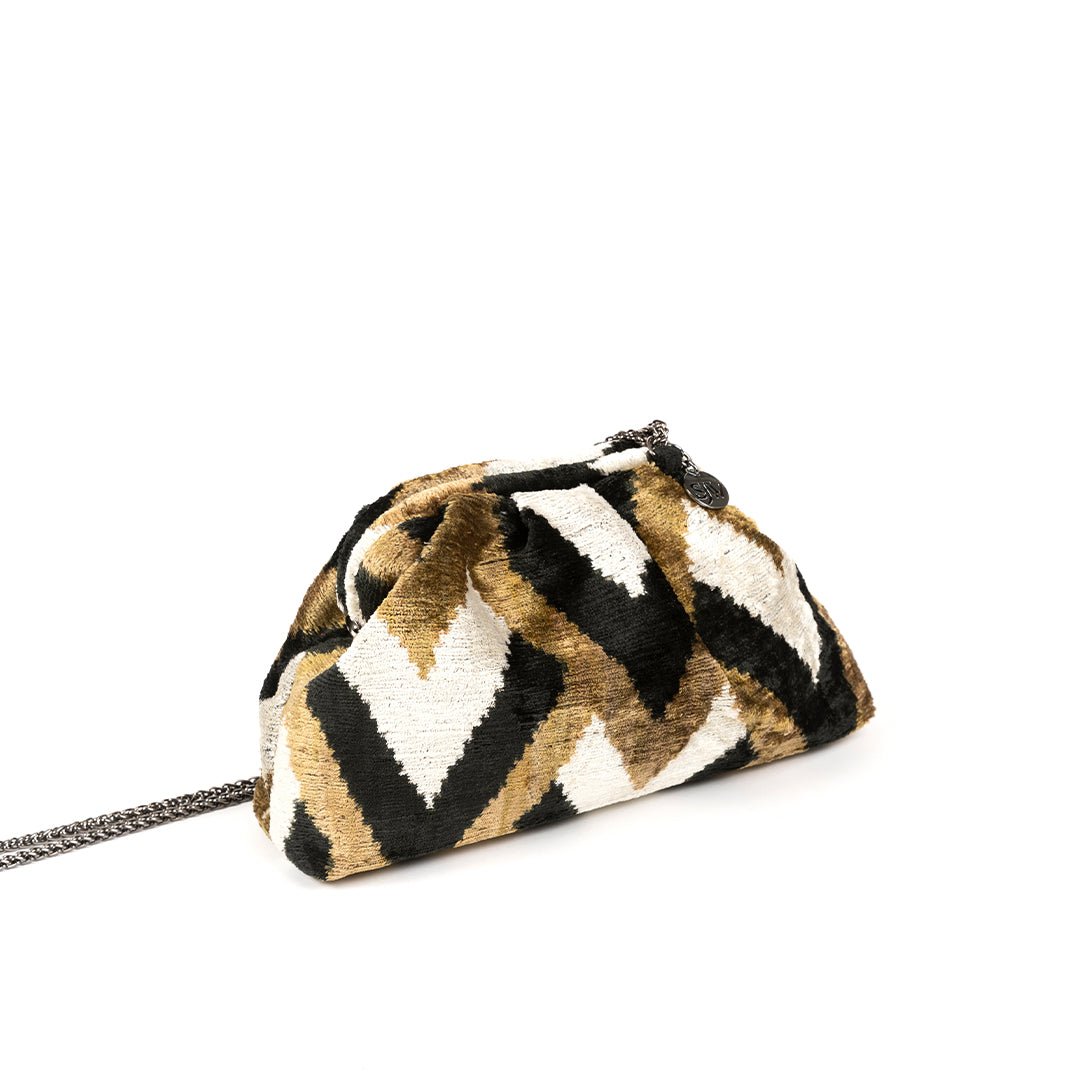 Victoria Ikat Pouch Bag-Grey/ Black/Cream/ Red/ Yellow - SJW BAGS LONDON
